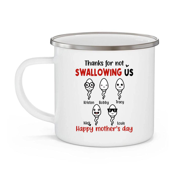 Thanks for Not Swallowing Us - Personalized Gifts Custom Enamel Mug for Mom