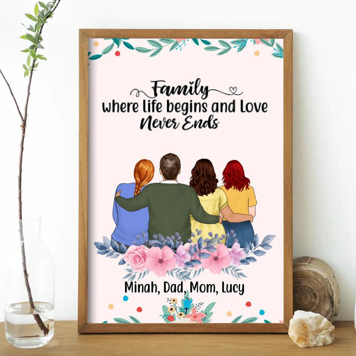 Where Life Begins and Love Never Ends - Personalized Gifts Custom Poster for Family for Dad