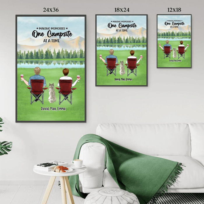 Making Memories One Campsite at a Time - Personalized Gifts Custom Camping Poster for Couples, Camping Lovers, and Dog Lovers