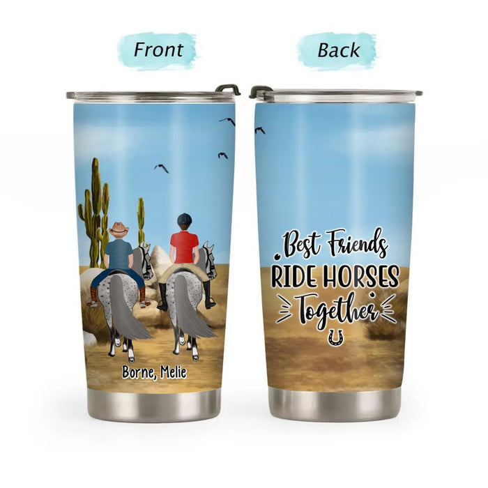 Best Friends Ride Horses Together Mother Daughter Son - Personalized Gifts Custom Horse Riding Tumbler for Family, Horse Riding