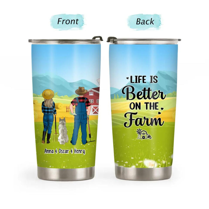 And So Together We Built a Life We Loved - Personalized Gifts Custom Farmer Tumbler for Couples, Farmer, Dog Lovers