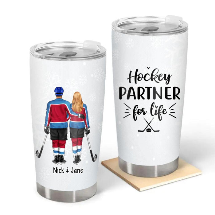 Hockey Partners for Life - Personalized Gifts Custom Hockey Tumbler for Couples, Hockey Lovers