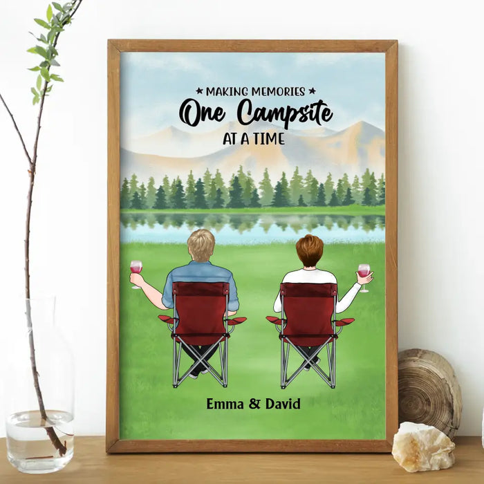 Making Memories One Campsite At A Time - Personalized Gifts Custom Camping Poster For Couples, For Family, Camping Lovers