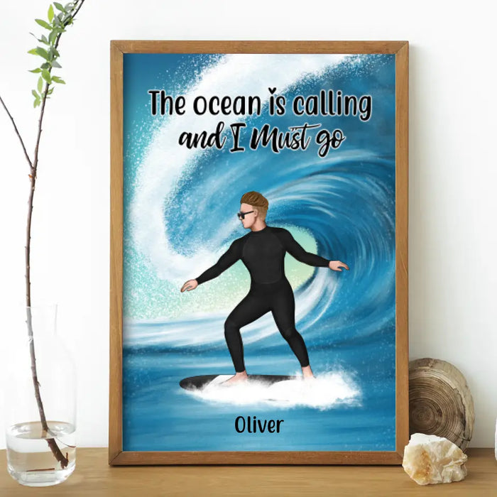 Personalized Poster, Surfing Solo Sideview Custom Gift For Surfers