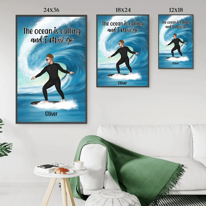 Personalized Poster, Surfing Solo Sideview Custom Gift For Surfers