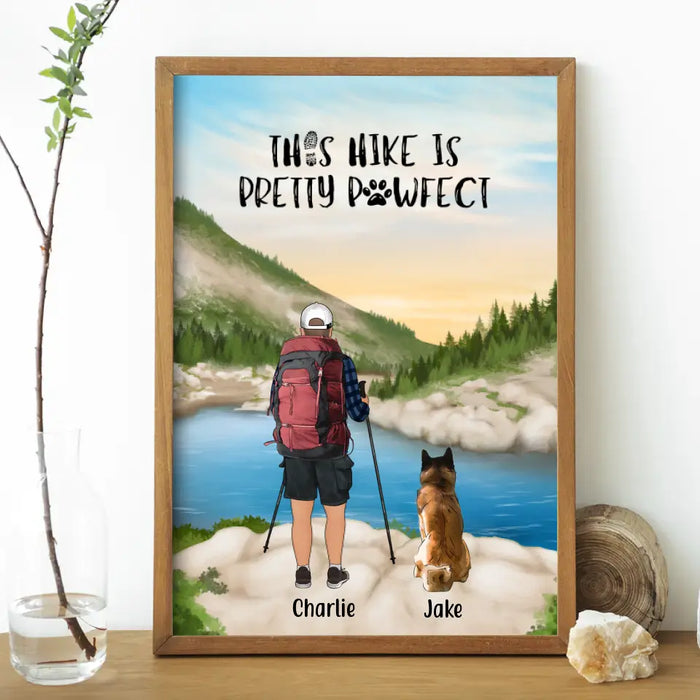 Personalized Poster, Man Hiking With Dogs, Gift for Hiking and Dog Lovers