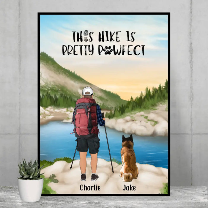 Personalized Poster, Man Hiking With Dogs, Gift for Hiking and Dog Lovers