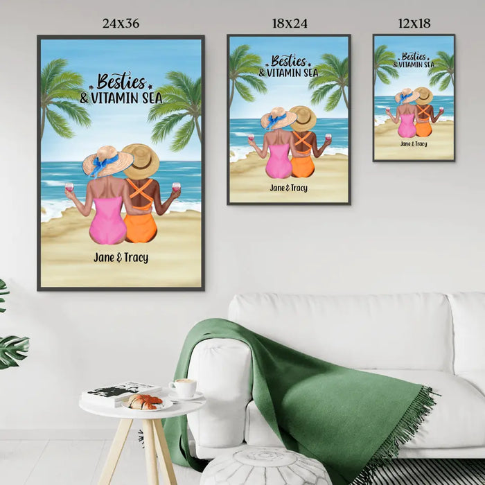 Personalized Poster, Beach Sisters, Gift for Beach Lovers