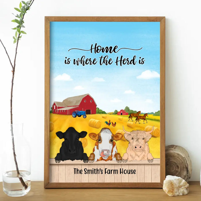 Personalized Poster, Cow Peeking Farm, Gift For Farmers, Cow Lovers