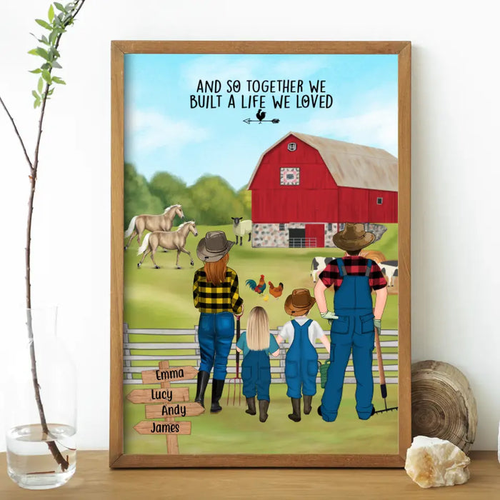 Personalized Poster, Farming Family With Animals, Gift For Farmers