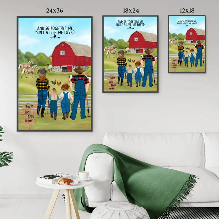 Personalized Poster, Farming Family With Animals, Gift For Farmers