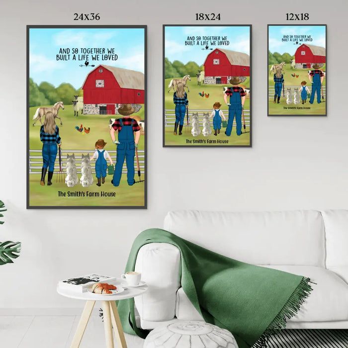 Personalized Poster, Farming Family With Two Dogs, Gift For Farmers