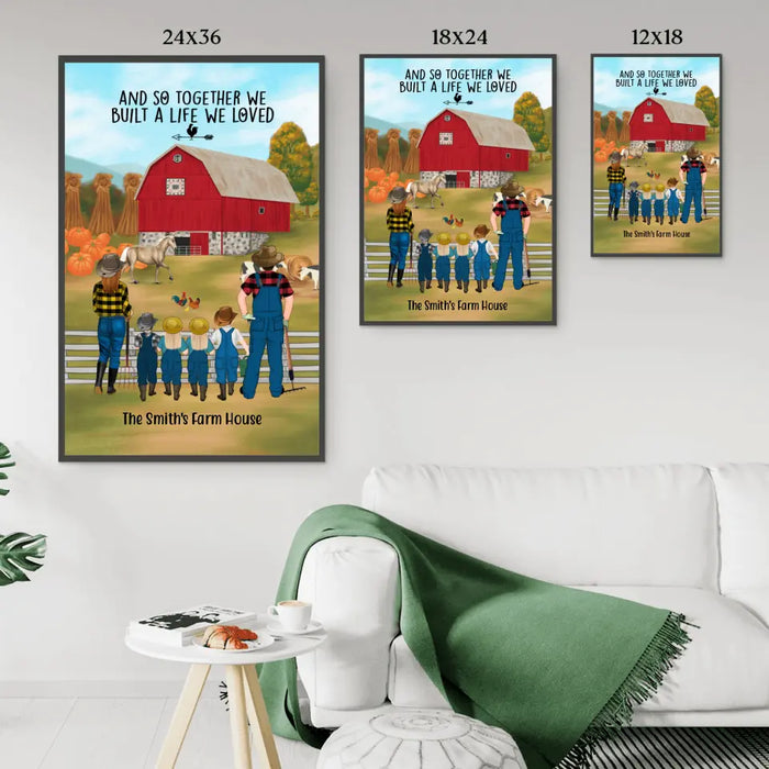 Personalized Poster, Farming Family Harvest In The Fall, Up To 4 Kids, Gift For Farmers