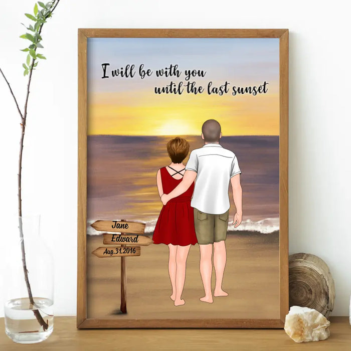 Personalized Poster, Couple on Beach Sunset, Gift for Anniversary, Gift for Couple, Gift for Him, For Her