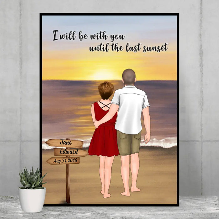 Personalized Poster, Couple on Beach Sunset, Gift for Anniversary, Gift for Couple, Gift for Him, For Her