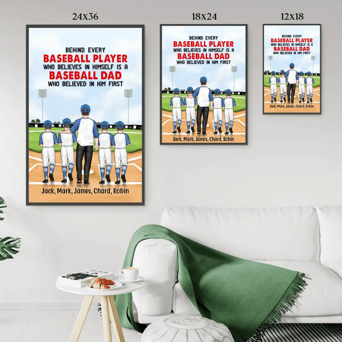 Behind Every Baseball Player - Personalized Gifts Custom Baseball Poster for Dad, Baseball Lovers