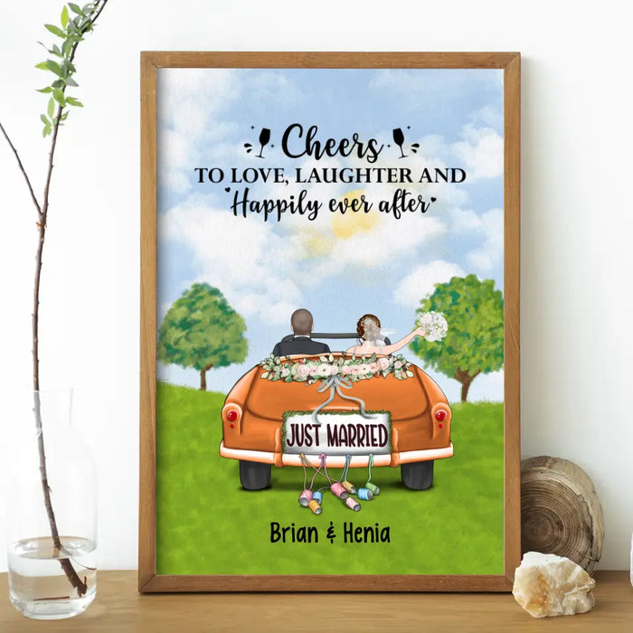 Personalized Poster, Cheers To Love Laughter And Happily Ever After, Wedding Gifts, Marriage Anniversary Gifts