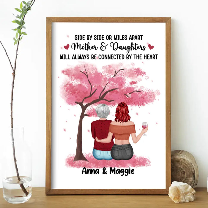 Mother and Daughter Will Always Be Connected by the Heart - Personalized Gifts Custom Poster for Mom