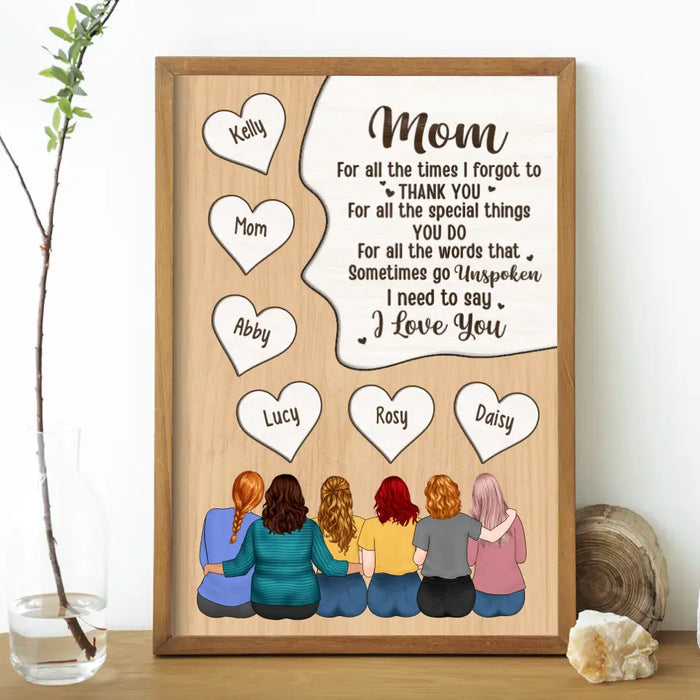 Up to 5 Daughters Mom for All the Times I Forgot - Personalized Gifts Custom Poster for Daughter for Mom