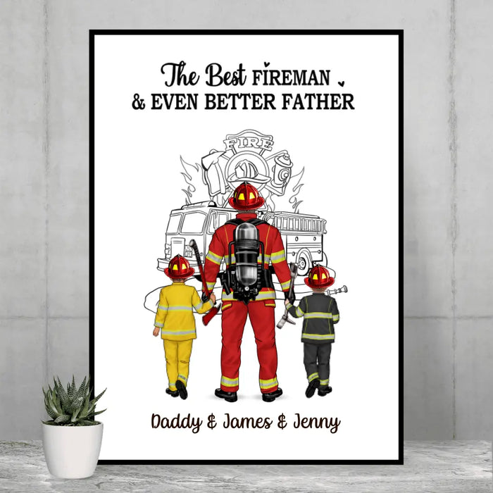 The Best Fireman - Personalized Gifts Custom Firefighter Poster for Dad, Firefighter Gifts