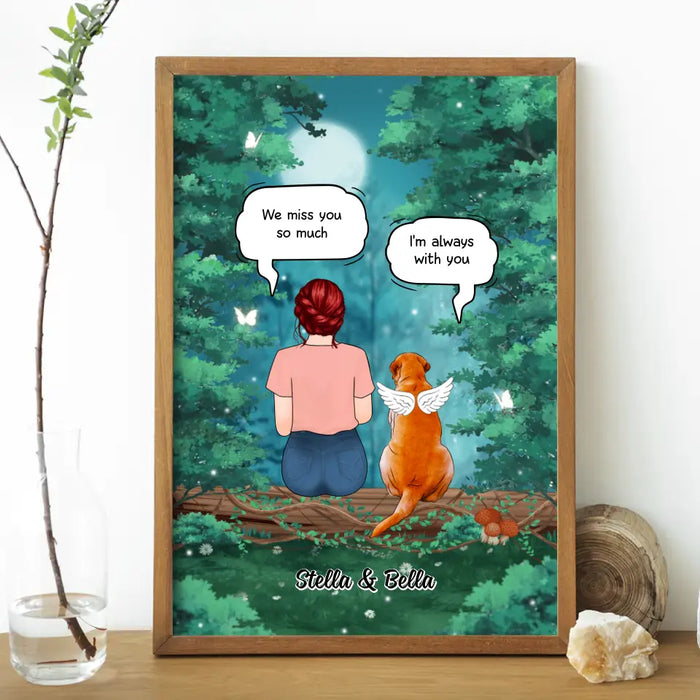 Up to 4 Dogs in Conversation with Dog Mom - Personalized Gifts Custom Memorial Poster for Mom, Memorial Gifts