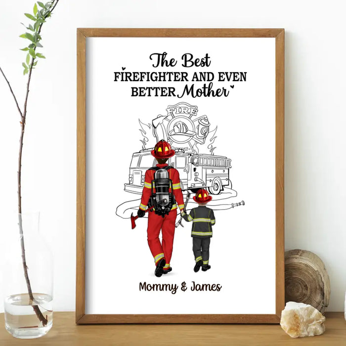 The Best Firefighter - Personalized Gifts Custom Firefighter Poster for Family, for Mom, Firefighter Gifts