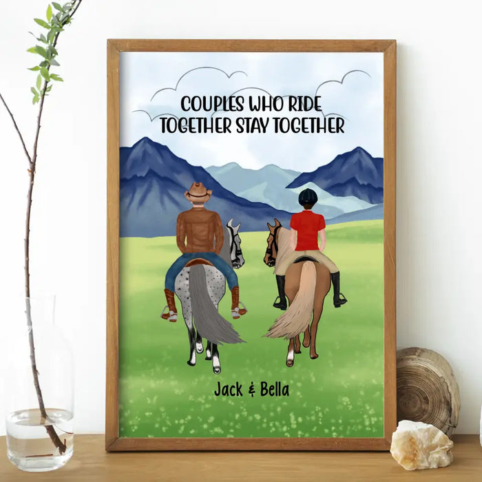 Horse Riding Couple And Friends - Personalized Poster For Friends, Couples, Family, Horseback Riding