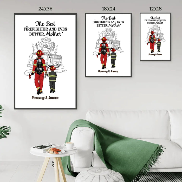 The Best Firefighter - Personalized Gifts Custom Firefighter Poster for Family, for Mom, Firefighter Gifts