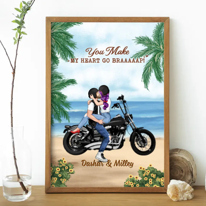 Kissing Couple - Personalized Poster For Him, For Her, Motorcycle Lovers