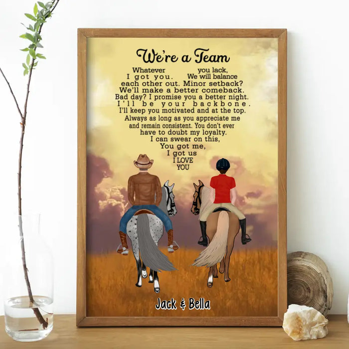 We're A Team Couple Having Date - Personalized Poster For Horse Riding Couples, Horseback Riding, Horse Lovers