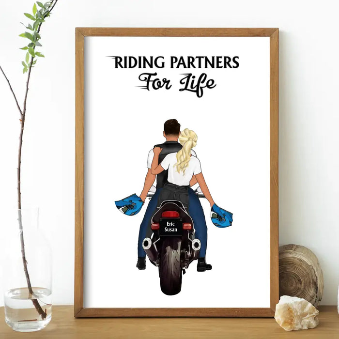 Riding Partners for Life - Personalized Gifts Custom Motorcycle Poster for Couples, Motorcycle Lovers