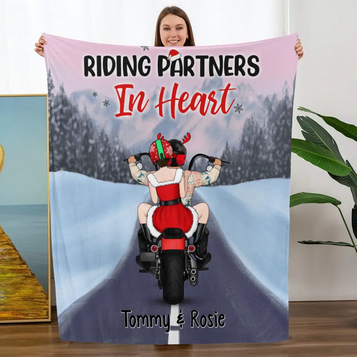 Personalized Blanket, Christmas Motorcycle Couple, Christmas Gift For Motorcycle Lovers