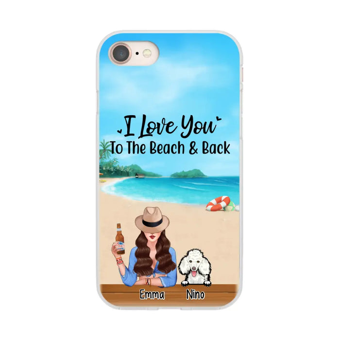 Personalized Phone Case, A Girl And Peeking Dogs - Summer Partner Gift, Gift For Beach Lovers And Dog Lovers