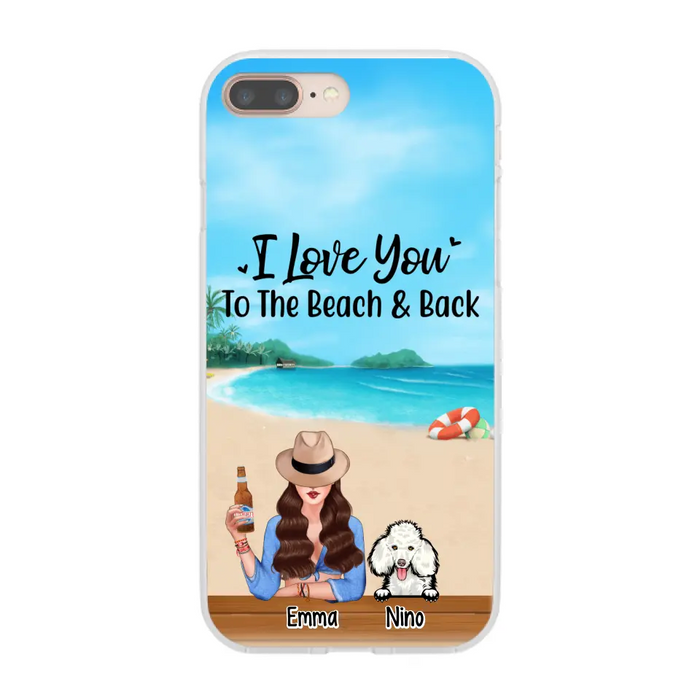 Personalized Phone Case, A Girl And Peeking Dogs - Summer Partner Gift, Gift For Beach Lovers And Dog Lovers