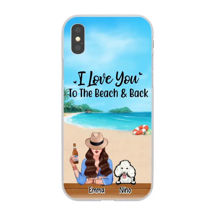 Personalized Phone Case, A Girl And Peeking Dogs - Summer Partner Gift, Gift For Beach Lovers And Dog Lovers