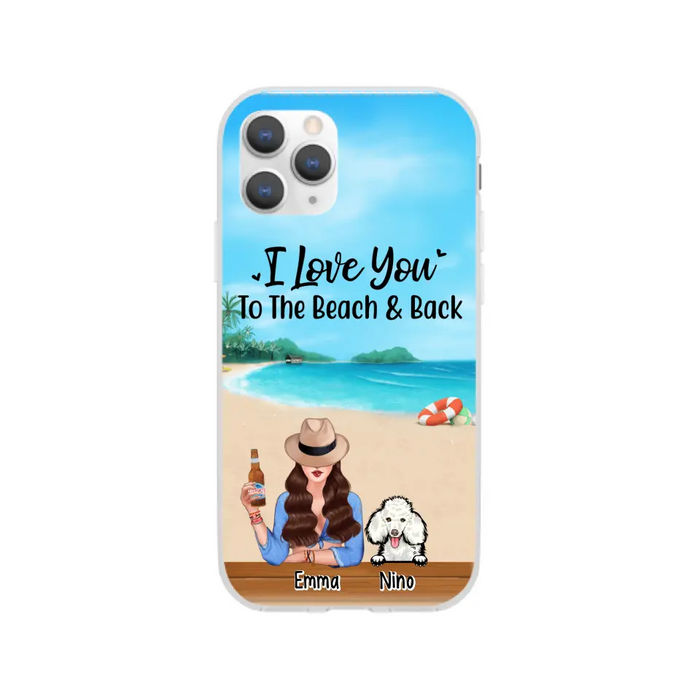 Personalized Phone Case, A Girl And Peeking Dogs - Summer Partner Gift, Gift For Beach Lovers And Dog Lovers