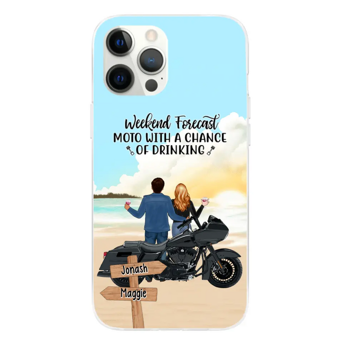 No Road Is Too Long When We Are Riding Together - Personalized Phone Case For Couples, Motorcycle Lovers