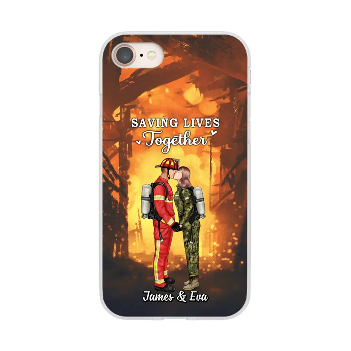 Saving Lives Together - Personalized Phone Case Firefighter, EMS, Nurse, Police Officer, Military