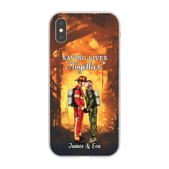 Saving Lives Together - Personalized Phone Case Firefighter, EMS, Nurse, Police Officer, Military