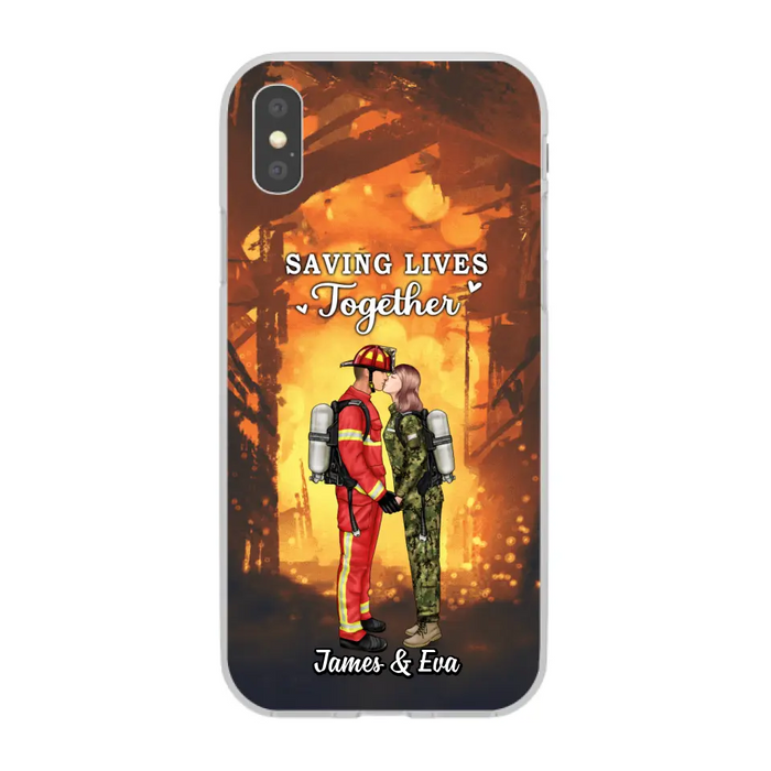 Saving Lives Together - Personalized Phone Case Firefighter, EMS, Nurse, Police Officer, Military