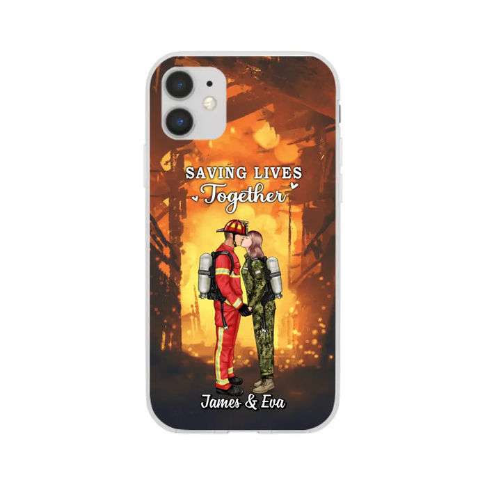 Saving Lives Together - Personalized Phone Case Firefighter, EMS, Nurse, Police Officer, Military