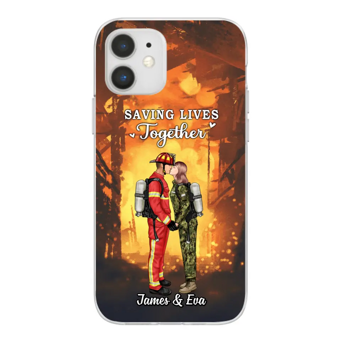 Saving Lives Together - Personalized Phone Case Firefighter, EMS, Nurse, Police Officer, Military