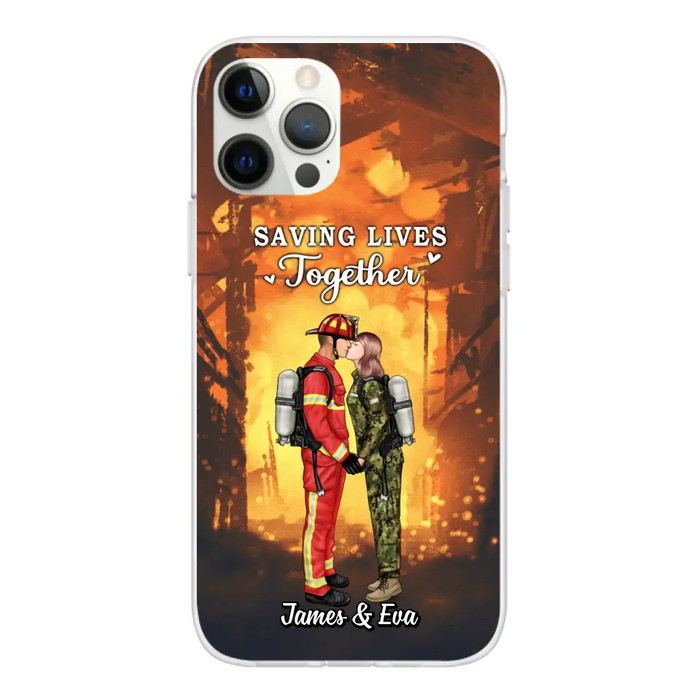 Saving Lives Together - Personalized Phone Case Firefighter, EMS, Nurse, Police Officer, Military