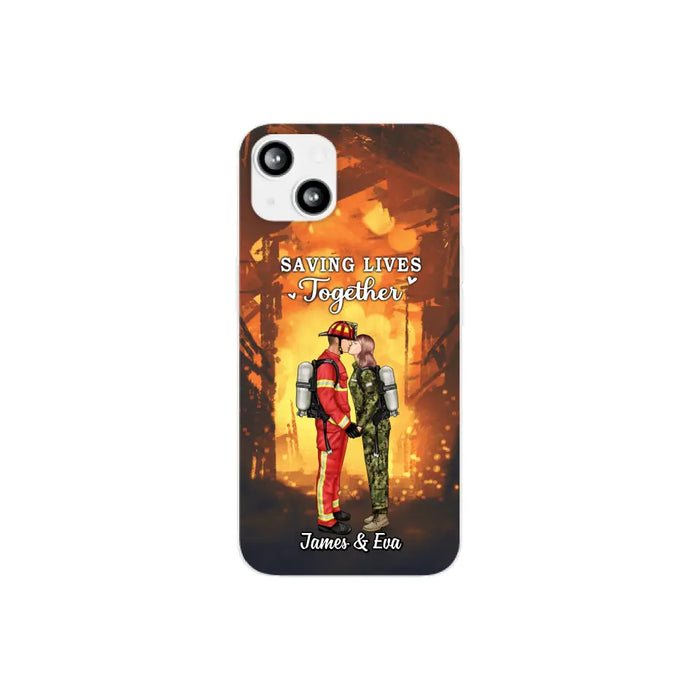 Saving Lives Together - Personalized Phone Case Firefighter, EMS, Nurse, Police Officer, Military