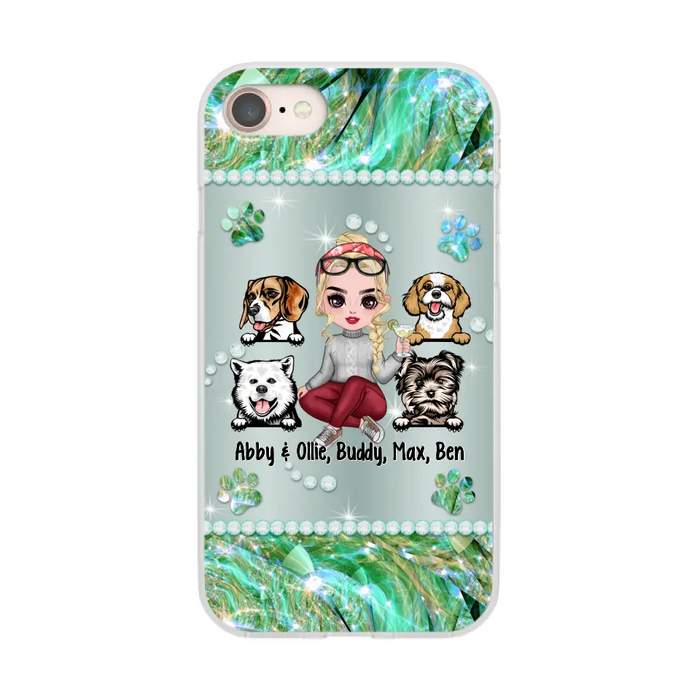 Up to 4 Dogs Chibi Dog Mom - Personalized Gifts Custom Dog Phone Case for Dog Mom, Dog Lovers