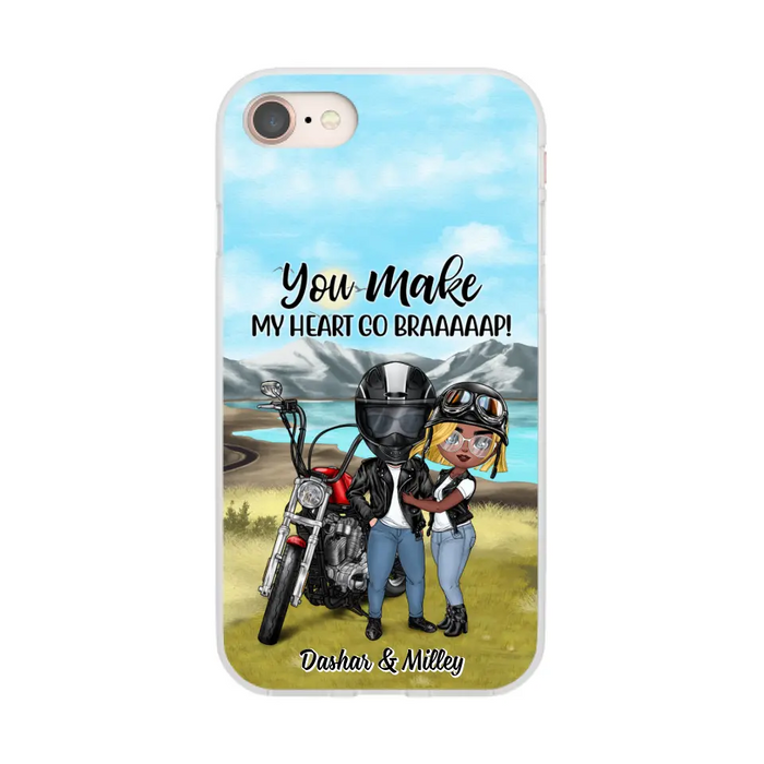 Motorcycle Couple Hugging, Riding Partners - Personalized Phone Case For Motorcycle Lovers, Bikers