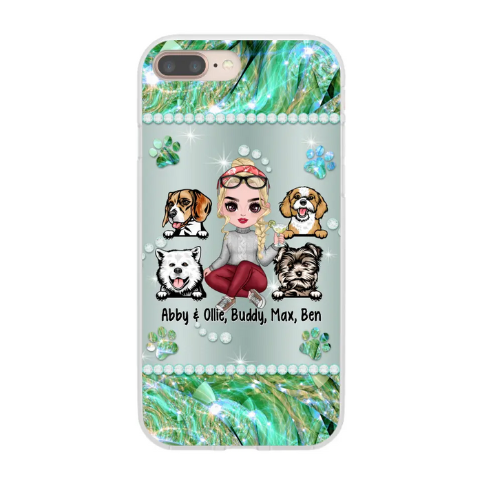 Up to 4 Dogs Chibi Dog Mom - Personalized Gifts Custom Dog Phone Case for Dog Mom, Dog Lovers