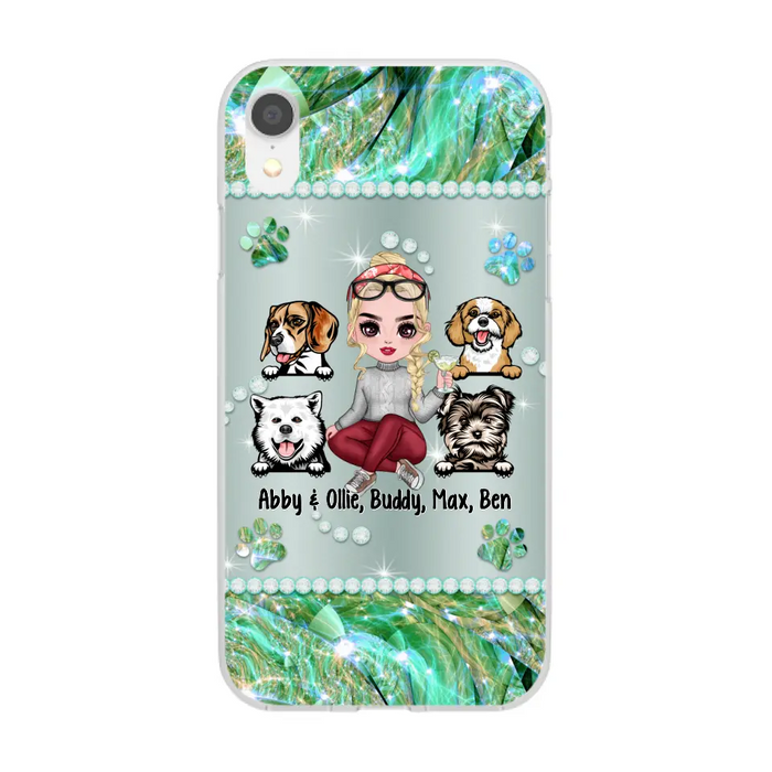 Up to 4 Dogs Chibi Dog Mom - Personalized Gifts Custom Dog Phone Case for Dog Mom, Dog Lovers