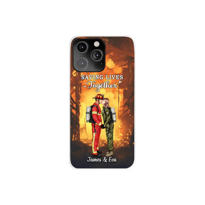 Saving Lives Together - Personalized Phone Case Firefighter, EMS, Nurse, Police Officer, Military