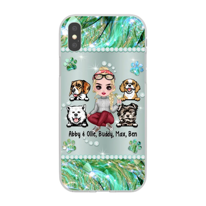 Up to 4 Dogs Chibi Dog Mom - Personalized Gifts Custom Dog Phone Case for Dog Mom, Dog Lovers